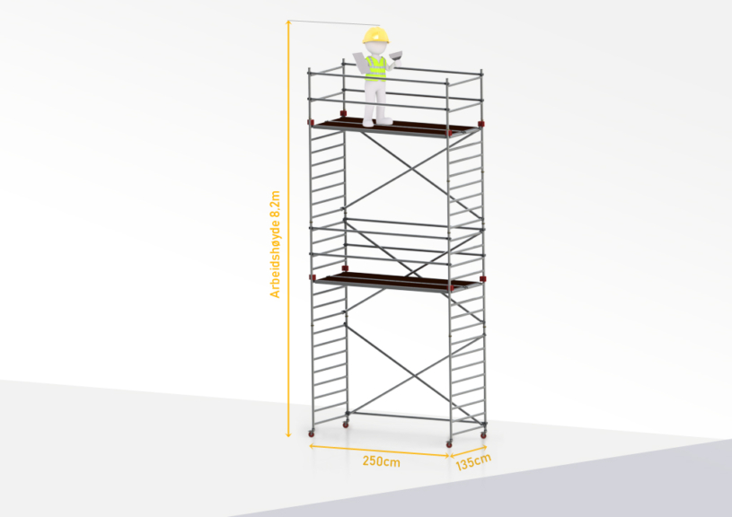 Rullestillas 6,2m/8,2m 1,35m Bred Rullestillas 6,2m/8,2m 1,35m Bred