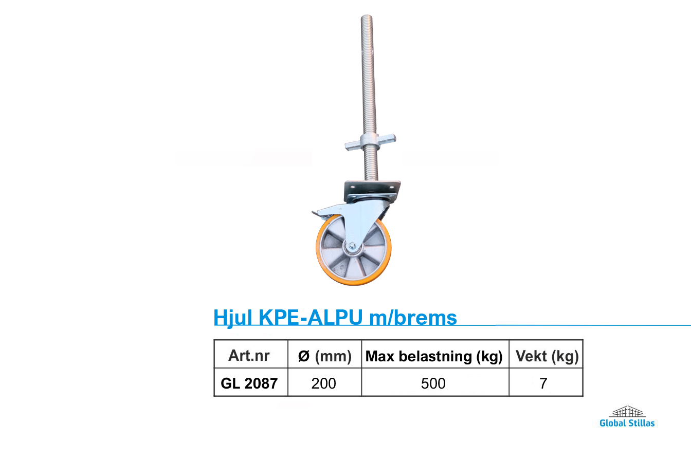 Hjul KPE-ALU m/brems